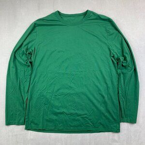 Lululemon Mens Shirt XL Green Crewneck Long Sleeve Slim Fit Stretch Performance